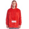 Marvel Logo Adult Newborn Baby Boy or Girl Oversized Blanket Hoodie High Pile Fleece with Giant Pockets Red One Size - 2 of 4