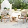 Infurnic Patio Dining Chairs Outdoor Wood 3PCS Lounge Wicker Chairs with Pillows and Side Table for Patio,Deck, Garden, Brown, 26.5"*31.5"*35.25" - 2 of 4
