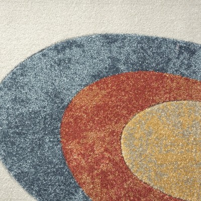 Blue and Rust Abstract Swirl 5'2" x 7'2" Area Rug