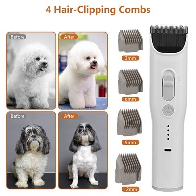Pet Hair Clipper Set, Multifunctional Cat and Dog Hair Clipper, 5 Pieces Professional Pet Grooming Tools, with 2L Hair Storage
