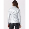 INSPIRE CHIC Women's Notched Lapel Single-Breasted Faux Leather Blazer - 4 of 4