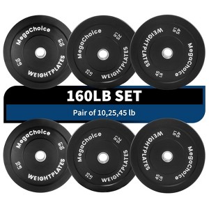 2 Inch Bumper Weight Plate Set, Rubber Coated Weight Plate for Home Gym, Steel Barbell Weight Plate with Stainless Steel Insert, 160 lbs set - 1 of 4