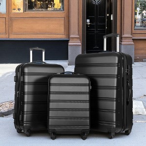 FURNIinspire Bag And Luggage Sets 3 Piece Luggage Set Spinner Suitcase with TSA Lock, Travel Options for Family Travel, Black, 20" 24' 28" - 1 of 4