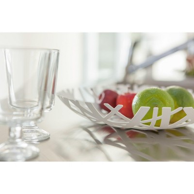 Black Steel Cut-Out Circular Fruit Bowl