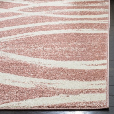 Chic Rose and Cream Reversible Synthetic Area Rug - 2'6" x 10'