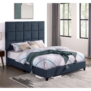 NicBex Modern Queen/King Upholstered Platform Bed Frame with Square Tufted Headboard,Solid Wood Slats Support,Box Spring Needed,Easy Assembly - 1 of 4
