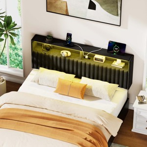 Greenstell Upholstered Headboard for Bed Frame,  with Charging Station & LED Light, Height Adjustable, Gray - 1 of 4