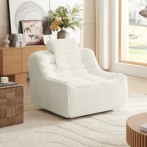 360° Oversize Plush Foam Swivel Glider Chair with Switchable Head and Waist Pillow for Living Room, Bedroom, Apartment - 1 of 4