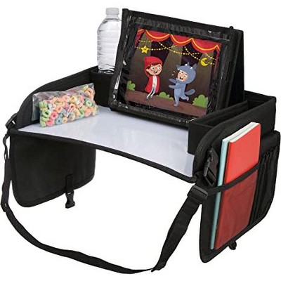 Lusso Gear Kids Travel Tray with Dry Erase Board, Road Trip Essentials Kids,  No-Drop Tablet Holder, Lap Desk, Cup Holder, Toddler Toy Storage, Fits  Airplane and Booster Seat (Geometric) 