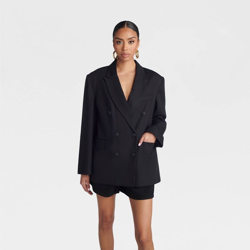 KBB by KAHLANA Women's 'The Chiffon Back Blazer' - Black XXS