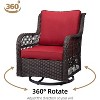 Whizmax 3 Pieces Outdoor Wicker Swivel Rocker Patio Set with Premium Cushions and Armored Glass Top Side Table for Backyard - 2 of 4