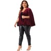 Agnes Orinda Women's Plus Size Velvet Casual Split Long Sleeve Open Front Cape Blazers - 3 of 4