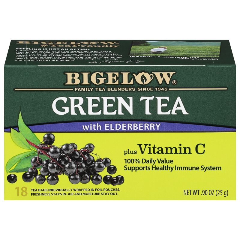 Bigelow Green Tea with Elderberry plus Vitamin C Tea Bags - 18ct, 1 of 8