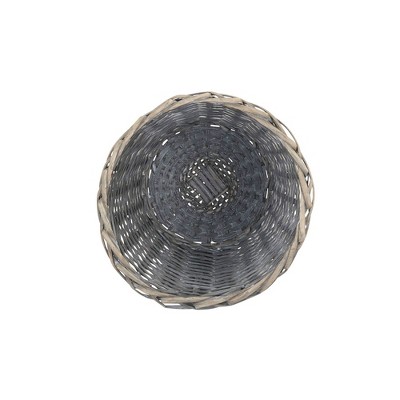 Gray Wash Willow Wicker Waste Basket with Plastic Liner
