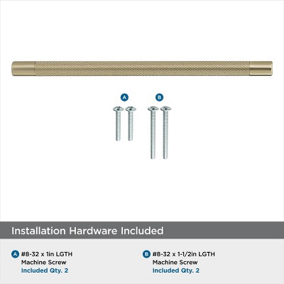 Golden Champagne Knurled Bar Pull with Mounting Hardware