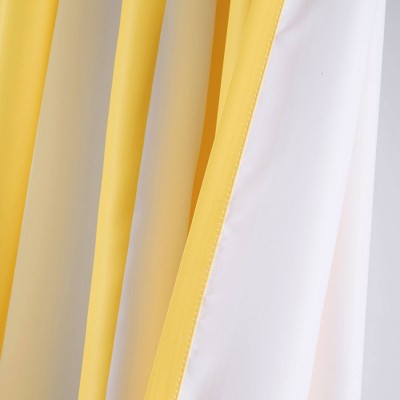 Lemon Yellow Stripe Blackout Polyester Wide Drapes, 2-Piece