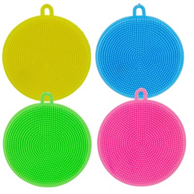 5 Star Super Deals Magic Silicone Sponge Scrubber - 4pc  BPA Free Dish Cleaning Brush, Reusable Kitchen Scrubbers - Rubber Sponges