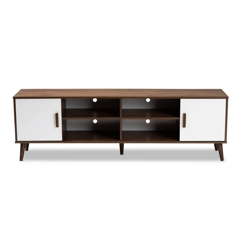 Quinn 2 Door Wood TV Stand for TVs up to 75&#34; Walnut/White - Baxton Studio, 4 of 11
