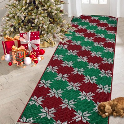 Christmas Non-Slip Rug, Washable Floor Mat for Living Room, Bedroom, Kitchen and Dining Room