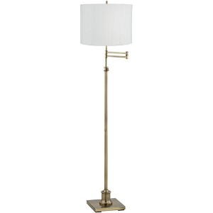 360 Lighting Westbury White Plastic Weave Shade Brass Swing Arm Floor Lamp - 1 of 1