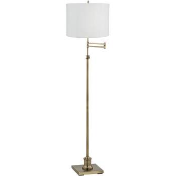 360 Lighting Westbury White Plastic Weave Shade Brass Swing Arm Floor Lamp