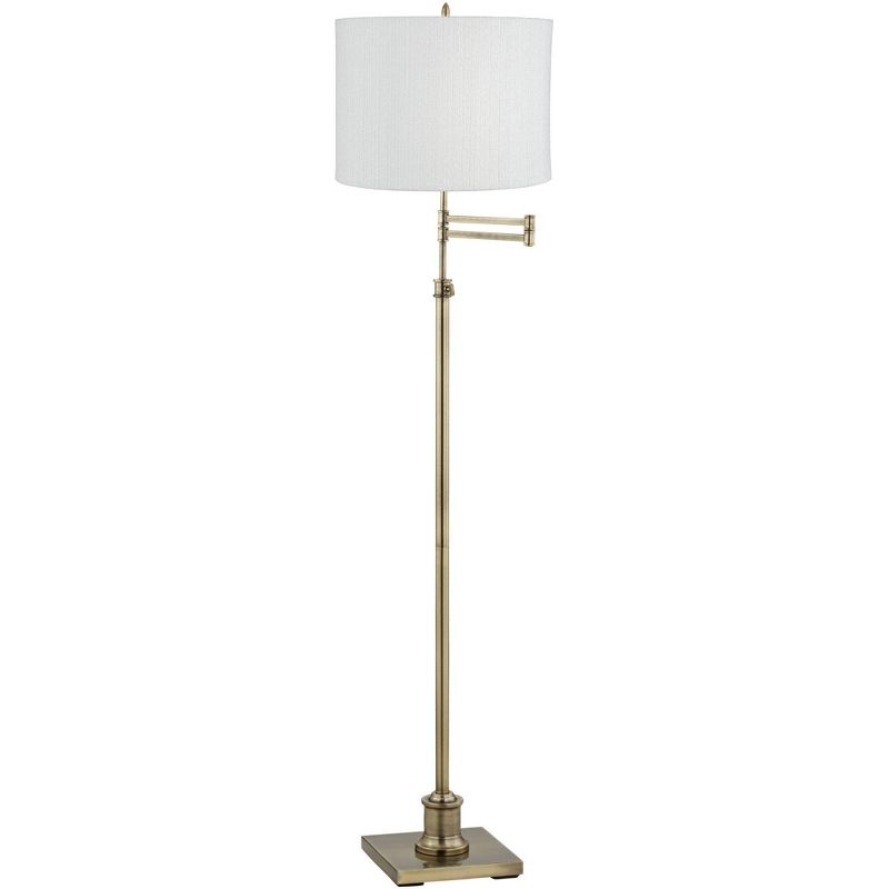360 Lighting Westbury White Plastic Weave Shade Brass Swing Arm Floor Lamp, 1 of 2