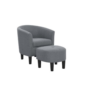 Polyester Barrel Chair with Ottoman, Rounded Back and Tufted Seat Cushions, Legs Comfortable Stylish Design - 1 of 4
