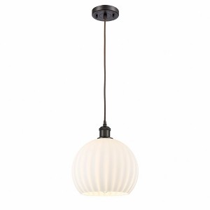 White Venetian - 1 Light Cord Hung Mini Pendant In Modern Style-11.75 Inches Tall and 10 Inches Wide - 1 of 1
