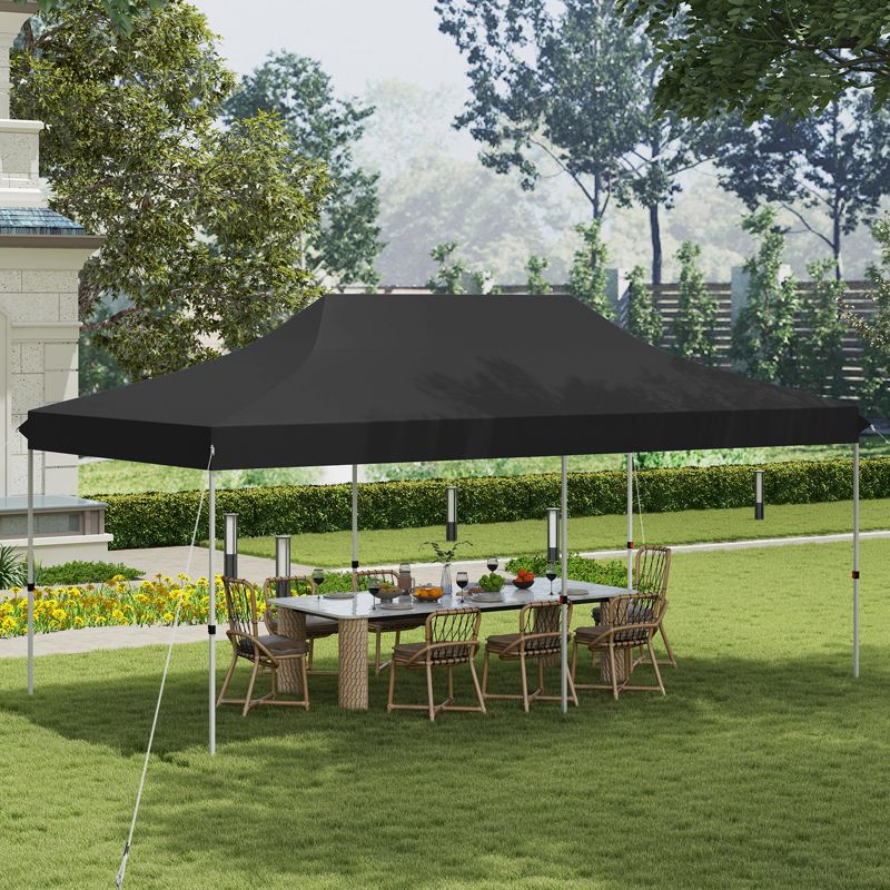 Tangkula 10 x 20FT Pop-up Canopy Tent Folding Instant Sun Shelter w/ 3 Adjustable Heights Carrying Bag 12 Stakes & 6 Ropes Heavy-Duty Outdoor Commercial Tent for Patio Black/Grey/White/Blue, 2 of 11