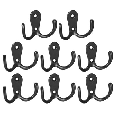 Unique Bargains Wall Zinc Alloy Double Prong Retro Hooks for Hanging