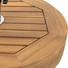 Okak Minimalism Round Umbrella Stand with Acacia Wood Frame, Umbrella Base with Wheels and Adjustable Knob, Outdoor Umbrella Base, Teak - 4 of 4