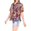LA LEELA Hawaiian Shirts Womens Casual Hawaii Shirt Blouses Short Sleeve Party Tropical Vacation Button Up Party Summer Shirts - 3 of 4