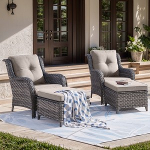 Gymojoy Outdoor Patio Chair Table with Ottoman High Back Club Chair - 1 of 4