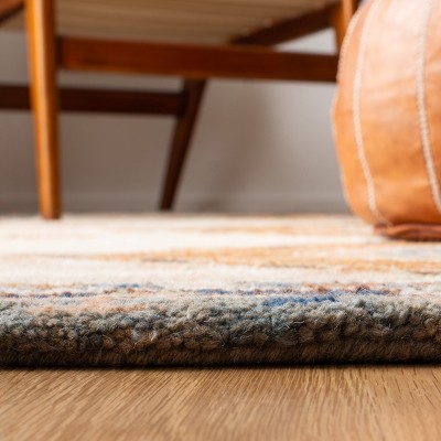 Aspen 3' Square Blue and Brown Wool Area Rug
