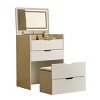 Syemin Vanity Tables 3-in-1 Vanity Set with with Mirror 3 Drawers, Small Makeup Vanity with Visible Glass Tabletop, White, 18.9"*15.75"*31.5" - 4 of 4