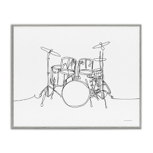 Stupell Industries Drum Kit Musician Line Doodle Framed Giclee Art - 1 of 4