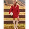 Women's Oversized Chunky Knit Sweater Dress | Long Sleeve Cable Knit Short Dress for Fall Winter Vacations Red - 4 of 4