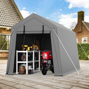 Storage Shed, Portable Garage 7'x10' Outdoor - Waterproof UV-Resistant with 2 Roll-Up Zipper Doors, Anti-Snow Shelter - 1 of 4