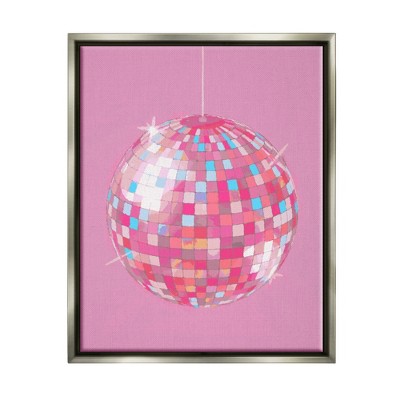 Stupell Industries Pink Disco Ball Groovy PatternFloater Canvas Wall Art