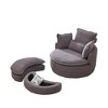 Corduroy Swivel Chair with Storage Ottoman and Back Pillow - 4 of 4
