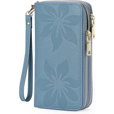 BEAFUP Large Capacity Double Zip RFID Blocking Women’s Wallet - Genuine Leather Wristlet Clutch for Travel,Everyday Use