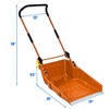 Costway 24'' Folding Poly Snow Shovel Snow Pusher w/Wheels U-Shape Handle - 2 of 4