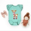 Watercolor Reindeer Bubblegum  - Flutter Sleeve Bodysuit - 3 of 3
