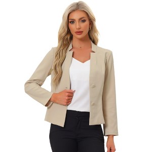 Allegra K Women's Long Sleeve Button Down Office Work Blazers - 1 of 4