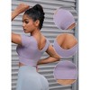 INSPIRE CHIC 3 Packs Women's U Neck Short Sleeve Deep V Back Shapewear Workout Tank Tops with Bulit in Bra - 3 of 4