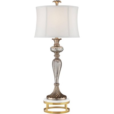 Regency Hill Alyson Mercury Glass Table Lamp With Brass Round Riser