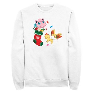 Men's Pokemon Christmas Jigglypuff and Fennekin Stocking Sweatshirt - 1 of 4