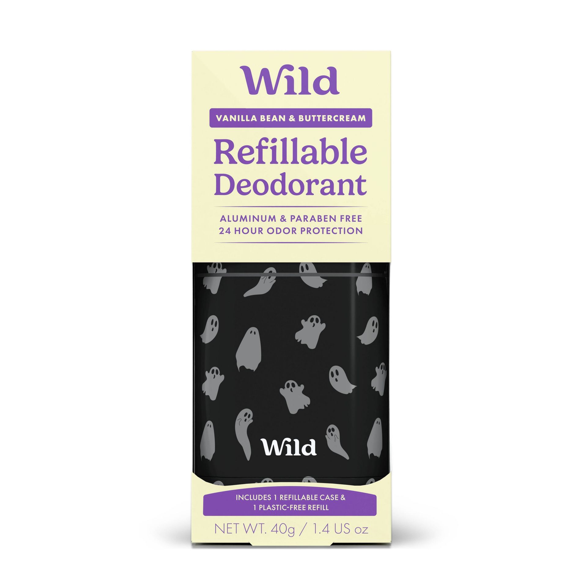 Wild Cosmetics Aluminum-Free Deodorant Refill with Ghost Case - Vanilla Bean & Buttercream - 1.4oz
