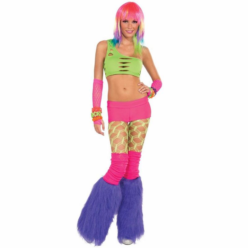 Club Candy Solid Neon Costume Booty Shorts Adult: Pink, 1 of 2