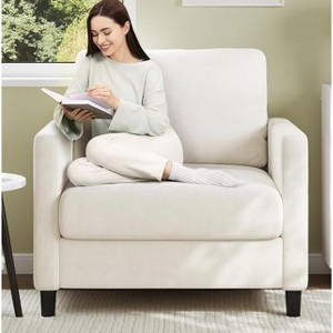 GustoWave 33.9" Sofa Accent Chair, Chenille Loveseat Reading Couch for Bedroom, Tool-Free Setup Living Room Accent Couch, Beige - 1 of 4